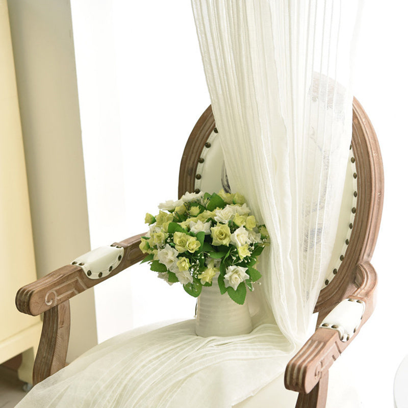Skorter | 1 Piece White Striped Sheer Curtains for the Living Room - Soft Voile, Decorative, Light-Filtering