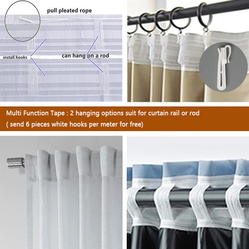 Skorter | 1 Piece White Striped Sheer Curtains for the Living Room - Soft Voile, Decorative, Light-Filtering