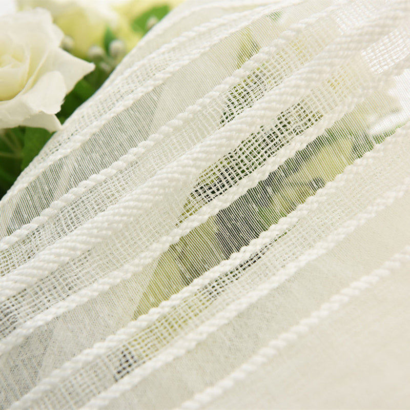 Skorter | 1 Piece White Striped Sheer Curtains for the Living Room - Soft Voile, Decorative, Light-Filtering