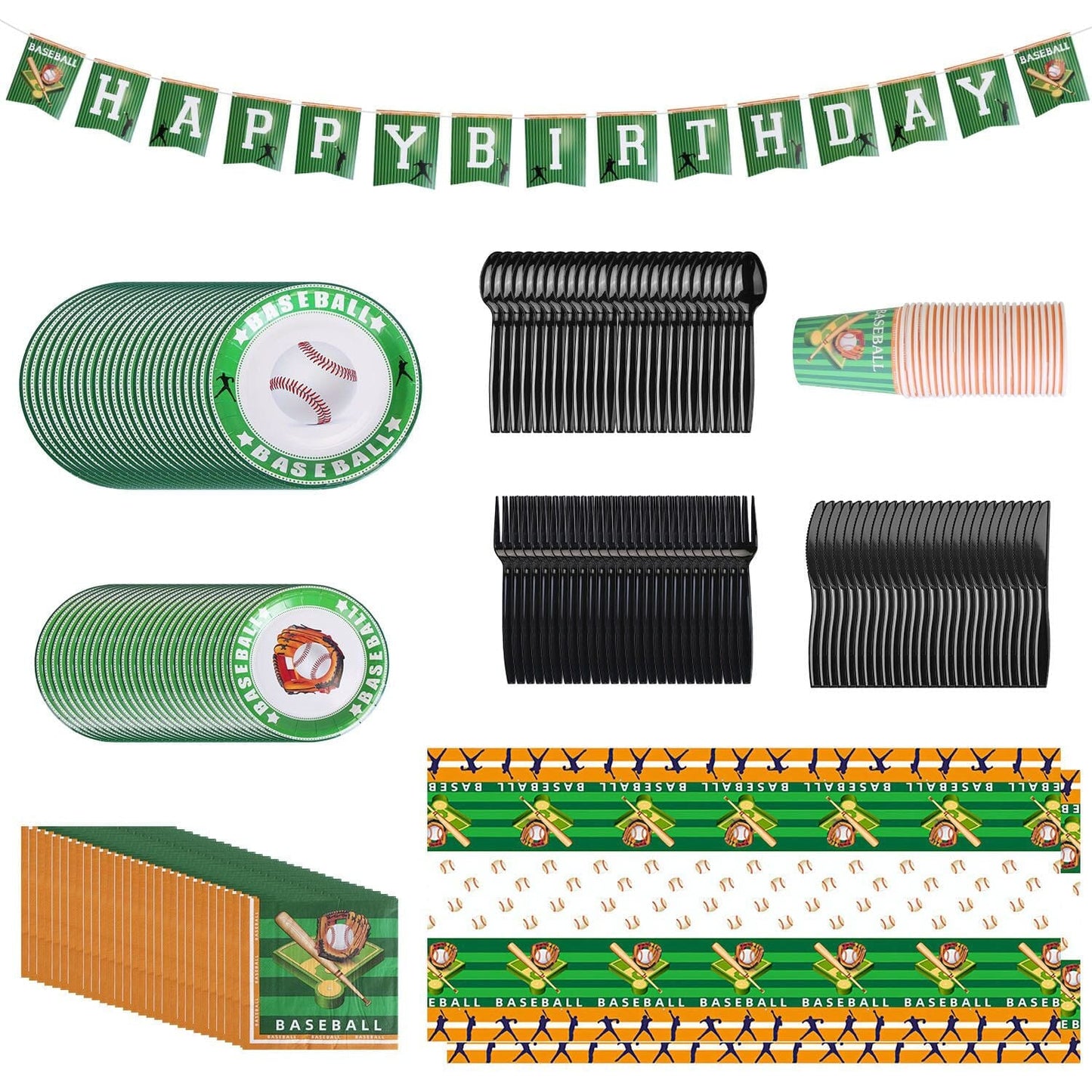 Skorter | 171-pieces: Baseball birthday party disposable tableware set