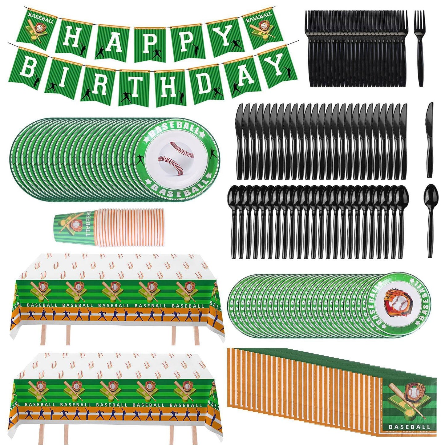 Skorter | 171-pieces: Baseball birthday party disposable tableware set