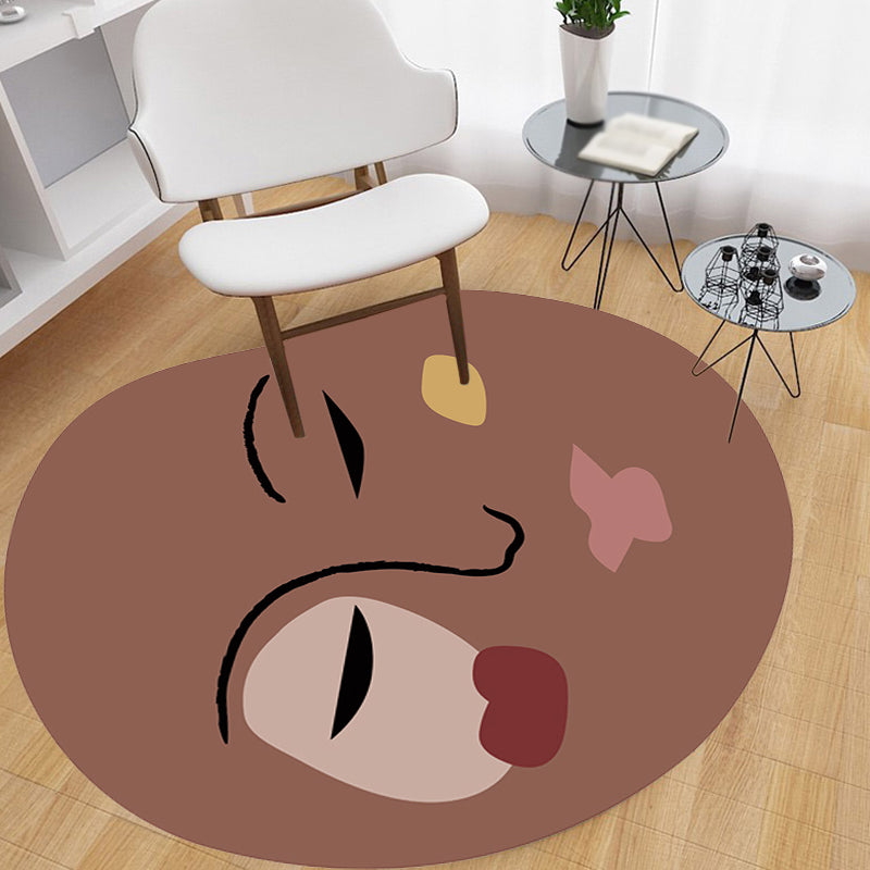 Skorter | Brown irregular bedroom rug novelty abstract painting pattern area rug polyester anti-slip mat rug