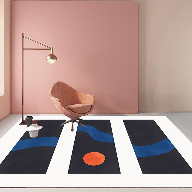 Skorter | Contemporary Abstract Area Rug Multicolor Polyester Washable Dog and Cat Friendly Carpet for Living Room