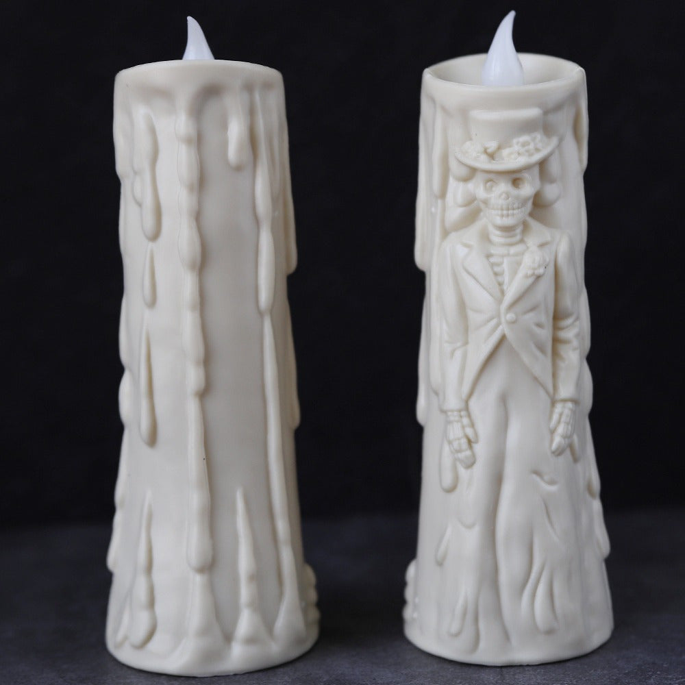 Skorter | Spooky LED Candelabra Set: Glowing Skull Bride & Groom - Perfect for Halloween and Party Decorations