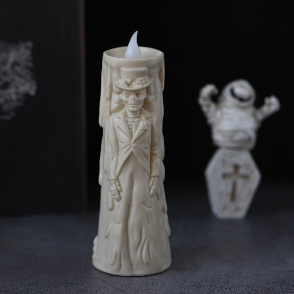 Skorter | Spooky LED Candelabra Set: Glowing Skull Bride & Groom - Perfect for Halloween and Party Decorations