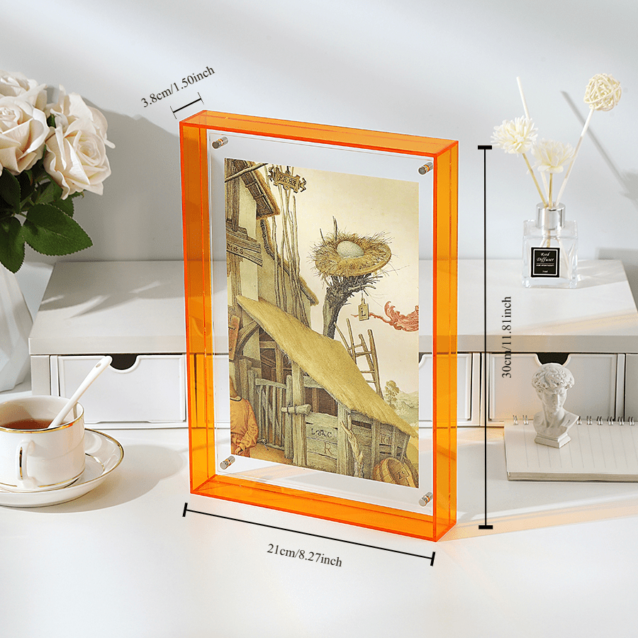 Skorter | 1 pcs Vertical Acrylic Picture Box - Transparent Double-sided Picture Frame in Art Deco Style, Suitable for Wall and Table Decoration