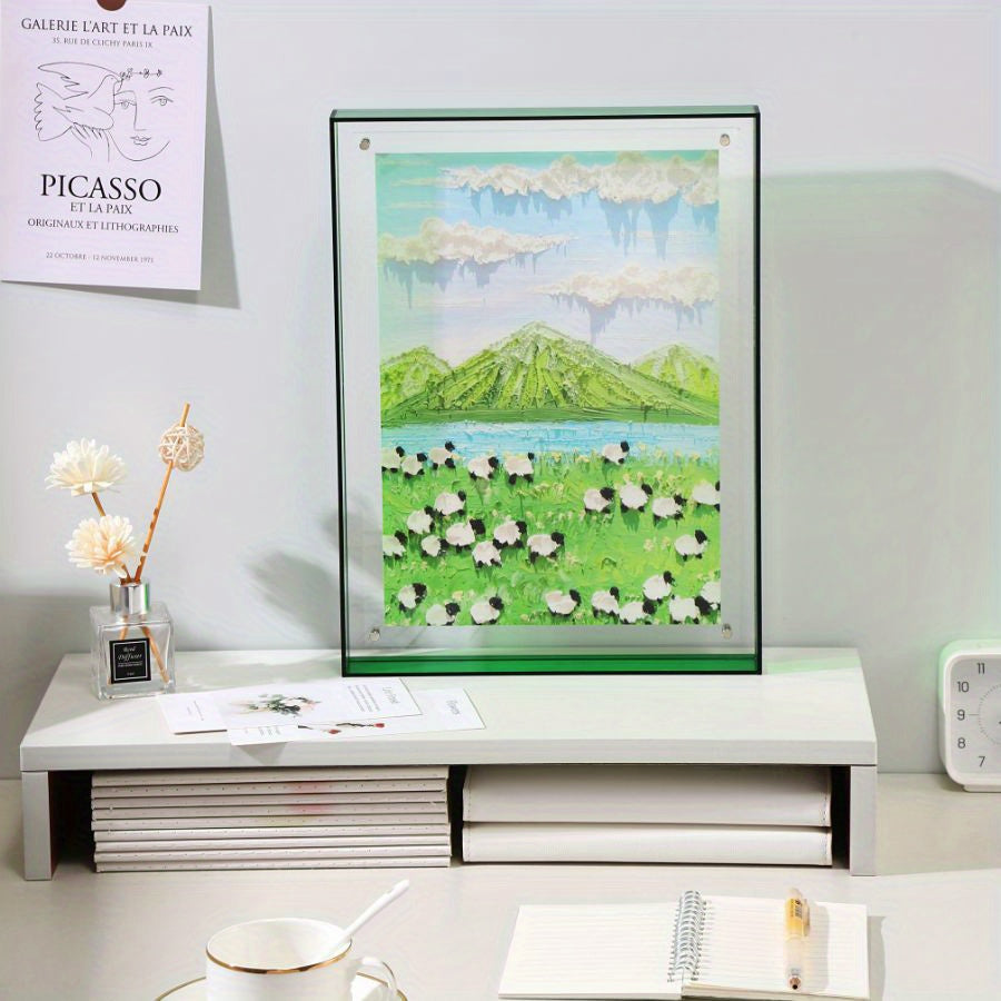 Skorter | 1 pcs Vertical Acrylic Picture Box - Transparent Double-sided Picture Frame in Art Deco Style, Suitable for Wall and Table Decoration