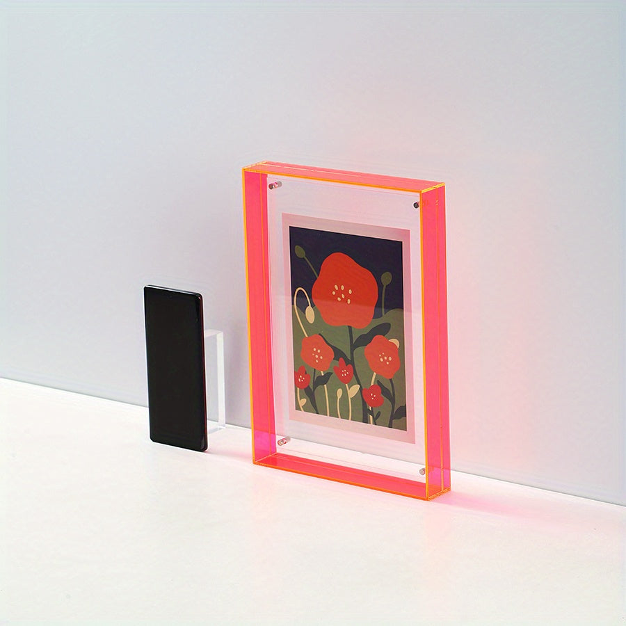 Skorter | 1 pcs Vertical Acrylic Picture Box - Transparent Double-sided Picture Frame in Art Deco Style, Suitable for Wall and Table Decoration