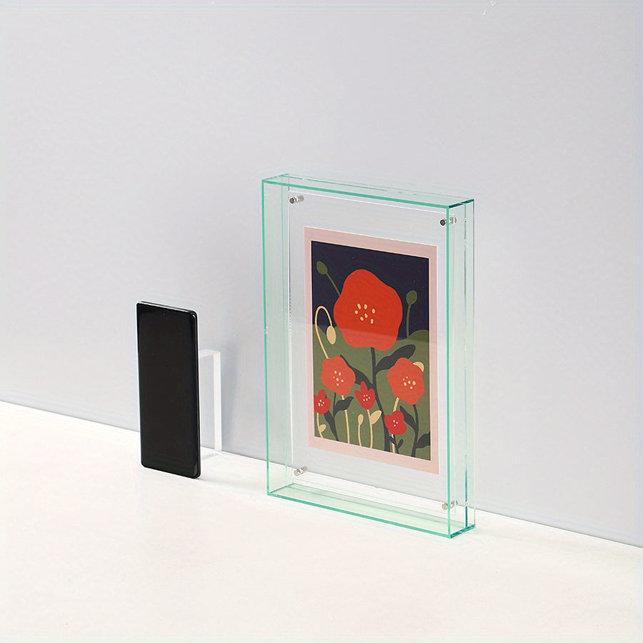 Skorter | 1 pcs Vertical Acrylic Picture Box - Transparent Double-sided Picture Frame in Art Deco Style, Suitable for Wall and Table Decoration