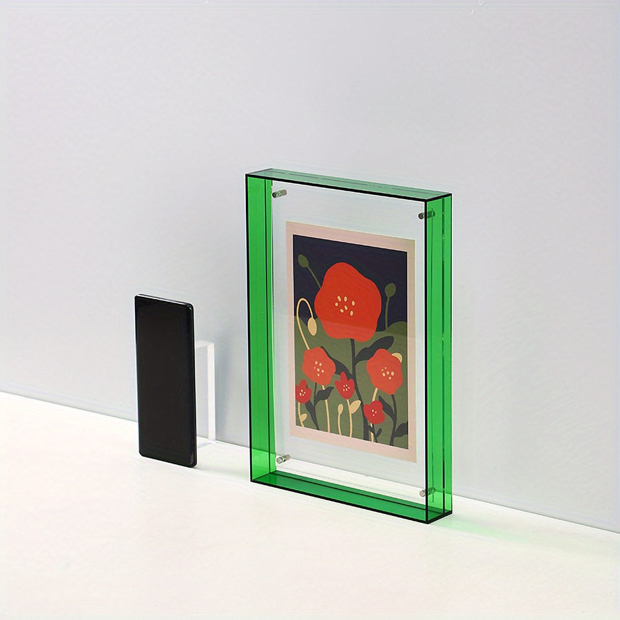 Skorter | 1 pcs Vertical Acrylic Picture Box - Transparent Double-sided Picture Frame in Art Deco Style, Suitable for Wall and Table Decoration