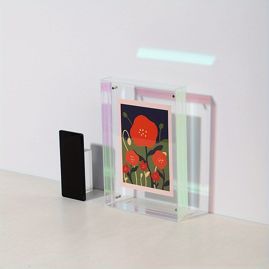 Skorter | 1 pcs Vertical Acrylic Picture Box - Transparent Double-sided Picture Frame in Art Deco Style, Suitable for Wall and Table Decoration