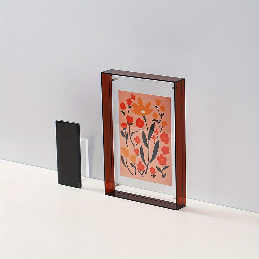 Skorter | 1 pcs Vertical Acrylic Picture Box - Transparent Double-sided Picture Frame in Art Deco Style, Suitable for Wall and Table Decoration