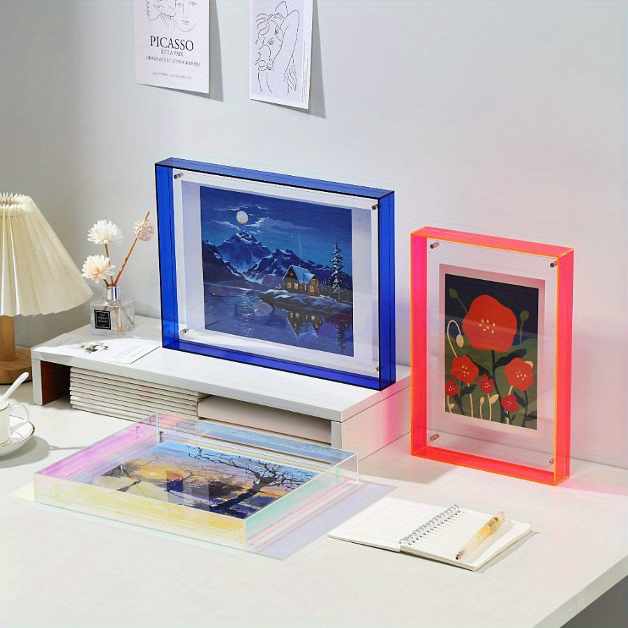 Skorter | 1 pcs Vertical Acrylic Picture Box - Transparent Double-sided Picture Frame in Art Deco Style, Suitable for Wall and Table Decoration