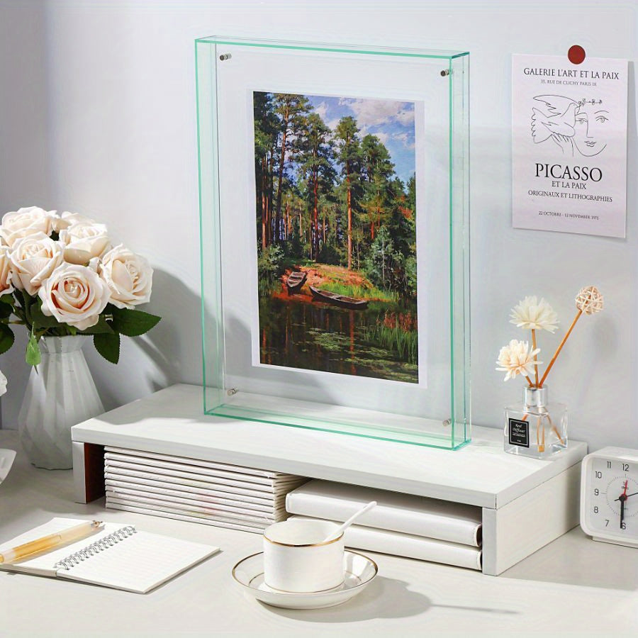 Skorter | 1 pcs Vertical Acrylic Picture Box - Transparent Double-sided Picture Frame in Art Deco Style, Suitable for Wall and Table Decoration