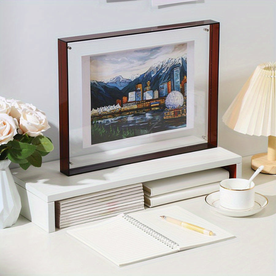 Skorter | 1 pcs Vertical Acrylic Picture Box - Transparent Double-sided Picture Frame in Art Deco Style, Suitable for Wall and Table Decoration