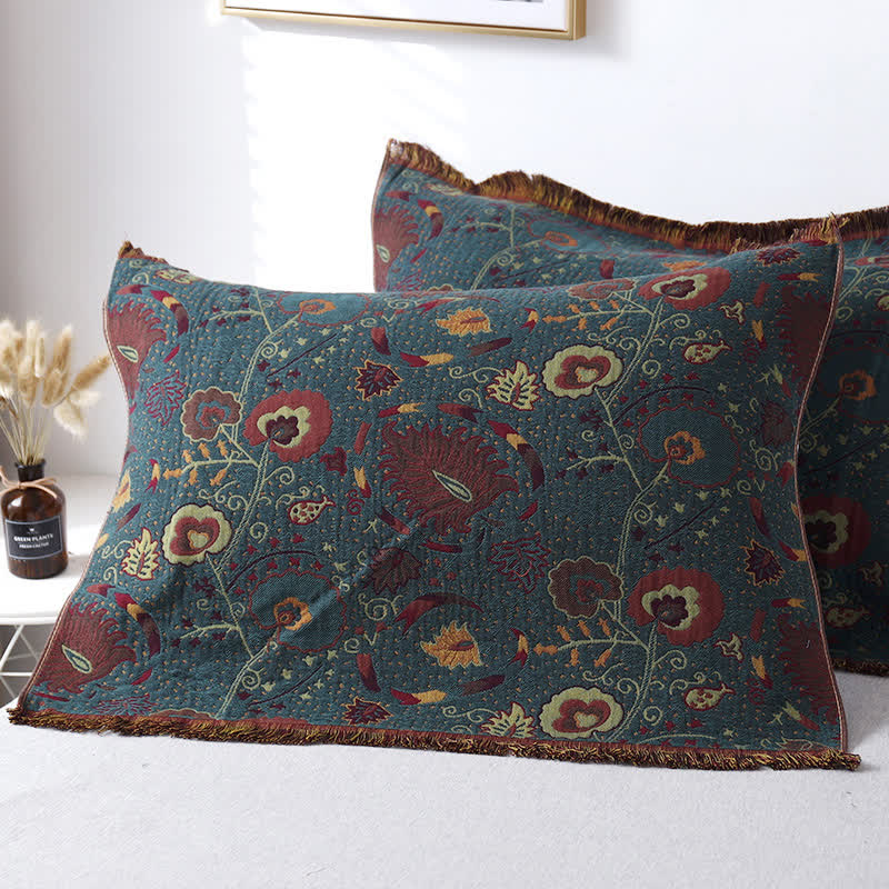 Skorter | Cotton Gauze Vintage Floral Pillow Towel(2PCS)