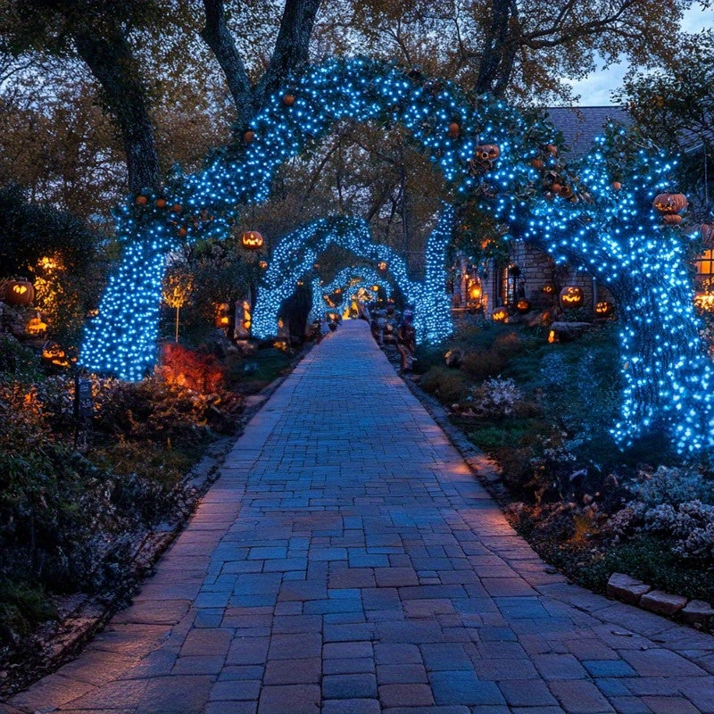 Skorter | SolarGlow - Blue solar light string, dimmable outdoor light chain