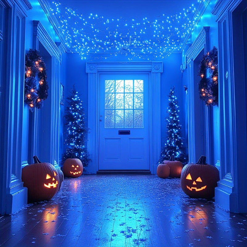 Skorter | SolarGlow - Blue solar light string, dimmable outdoor light chain