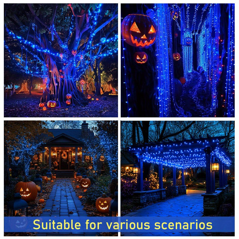 Skorter | SolarGlow - Blue solar light string, dimmable outdoor light chain