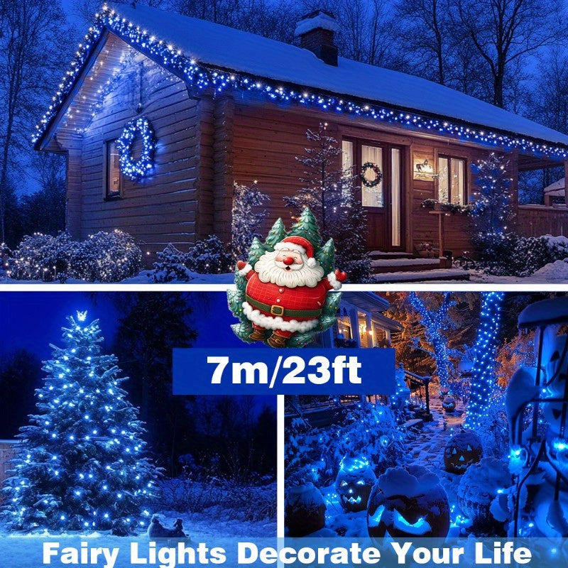 Skorter | SolarGlow - Blue solar light string, dimmable outdoor light chain