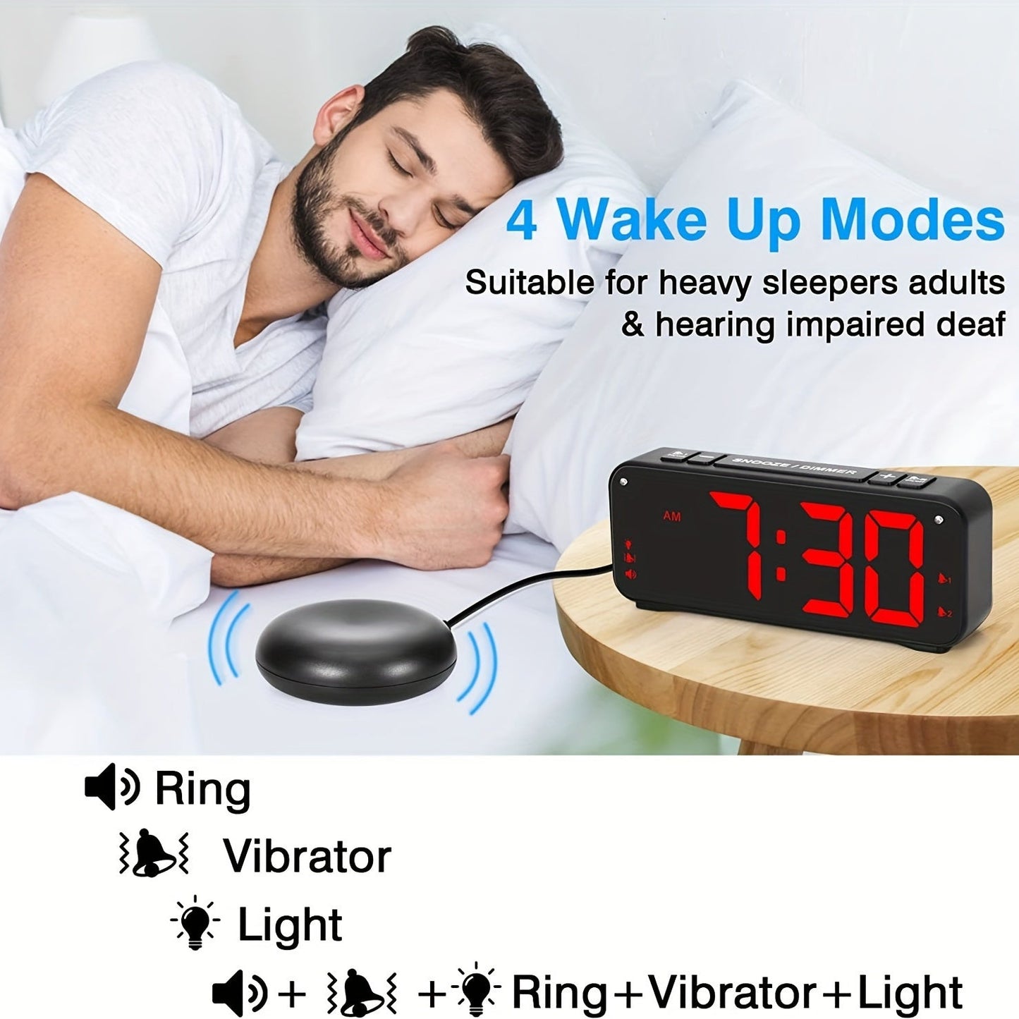 Skorter | LoudClock - Vibrating Alarm Clock with Large LED Display and Dual Alarms