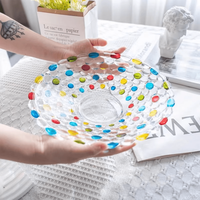 Skorter | BohoServe-Poledott Bowl - Colorful Glass Fruit Bowl for Home & Kitchen