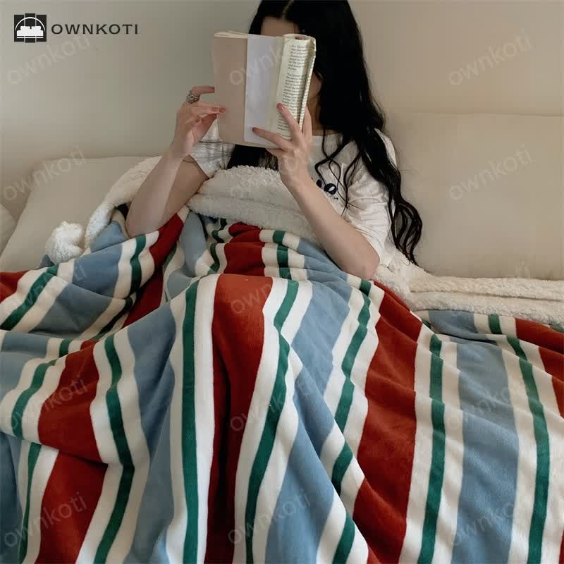 Skorter | Sherpa Striped Soft Throw Blanket