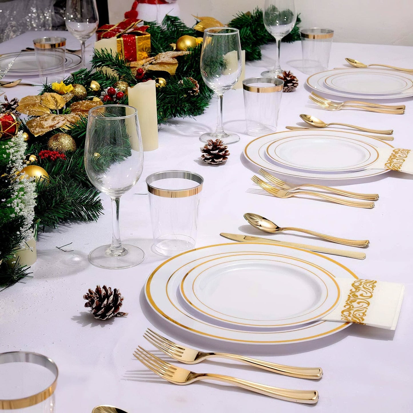 Skorter | 175-Piece: Disposable Gold Dinnerware Set