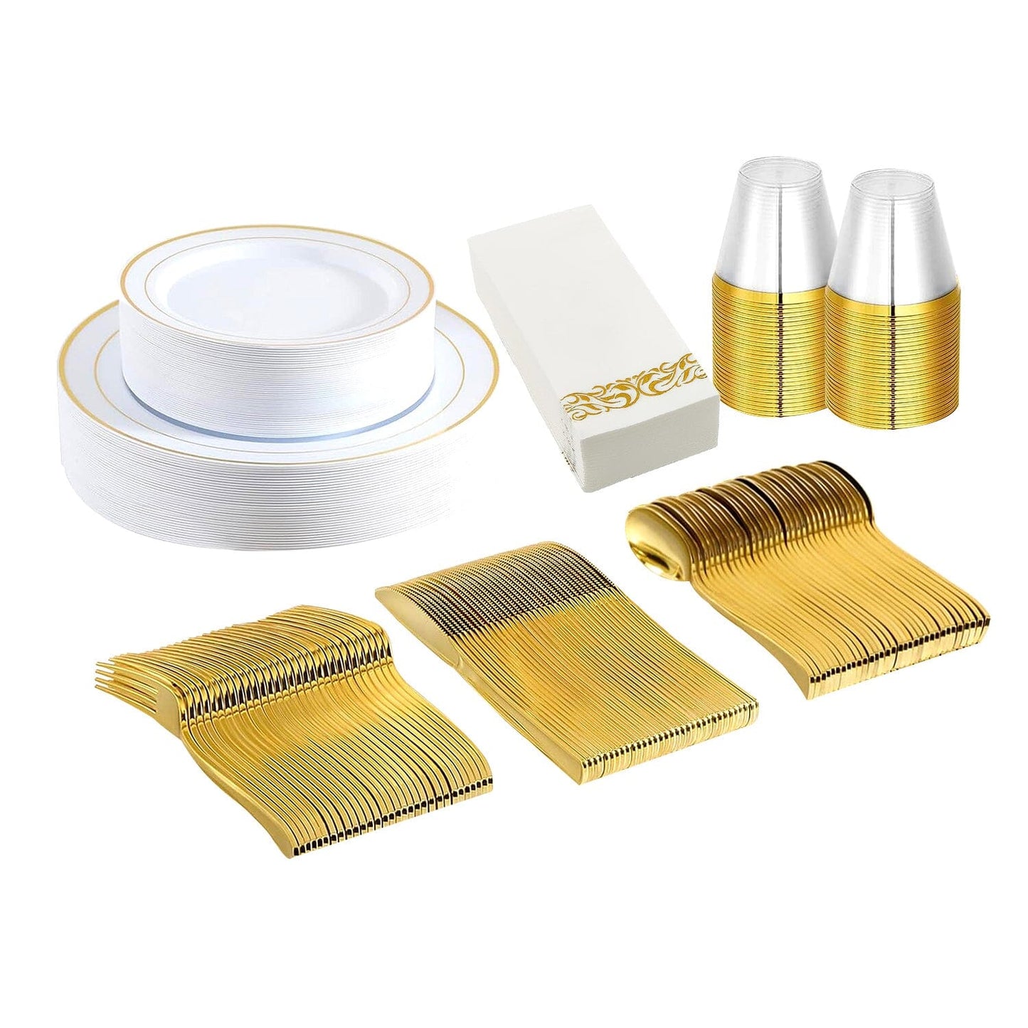 Skorter | 175-Piece: Disposable Gold Dinnerware Set