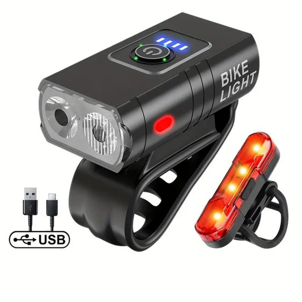 Skorter | USB Rechargeable LED Bike Lights – 1000 Lumen Front & 500 Lumen Rear, Waterproof