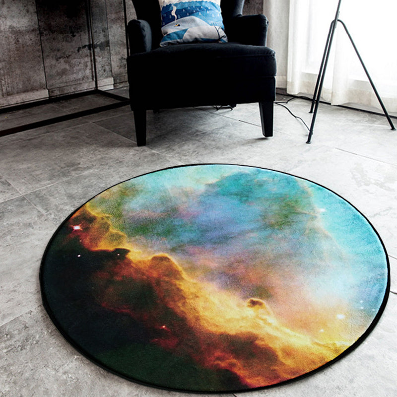 Skorter | Black Galaxy Pattern Rug Polyester Novelty Rug Washable Non-Slip Pet Friendly Area Rug for Bedroom