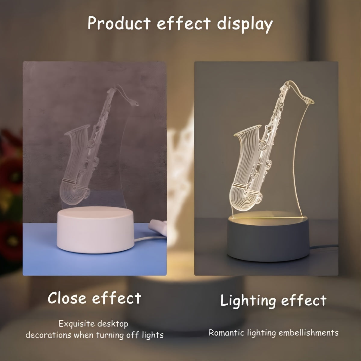Skorter | SaxGlow - 3D Saxophone LED Night Light, USB-Powered Table Lamp