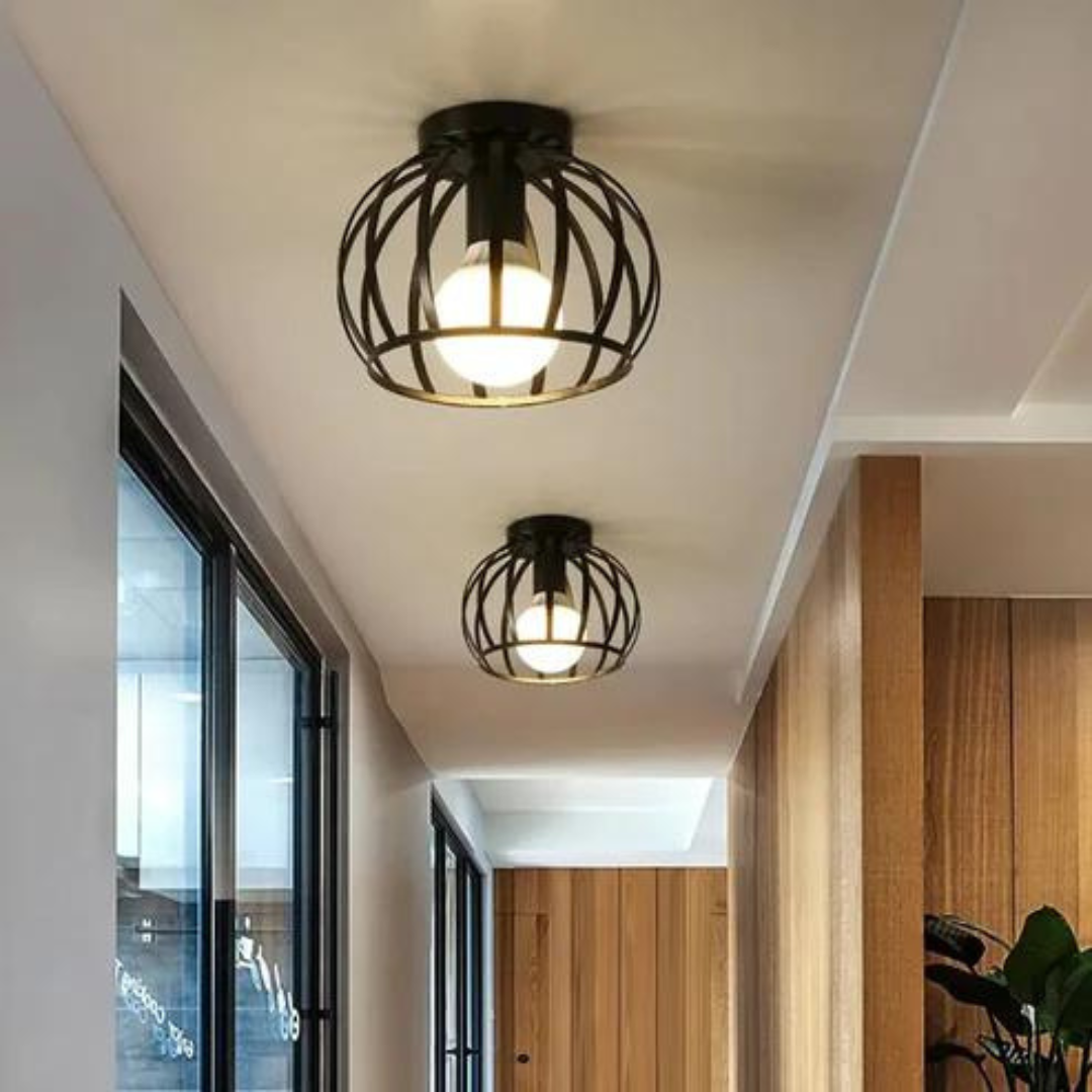 Skorter | Modern Loft-style Ceiling Lamp with Open Cage Design