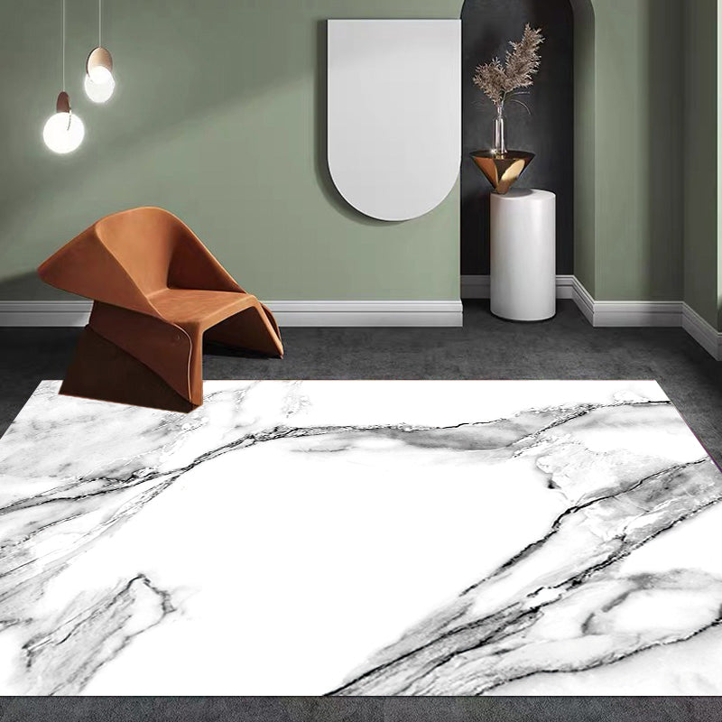 Skorter | Casual Abstract Rug Black and White Modernist Area Rug Polyester Non-Slip Pet-Friendly Washable Rug for the Living Room