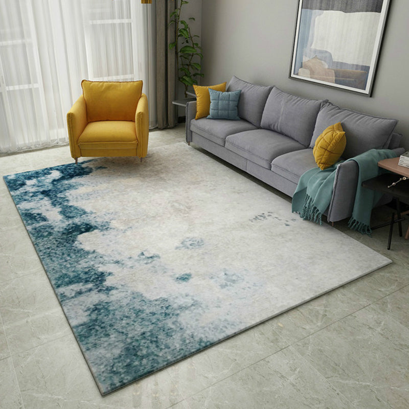Skorter | Blue and Gray Living Room Rug Modern Abstract Indoor Rug Polyester Machine Washable Non-Slip Mat Area Rug