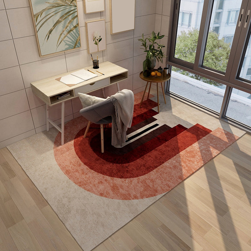 Skorter | Bold Living Room Rug Modern Color Blocking Rug Synthetic Stain Resistant Non-Slip Backing Rug