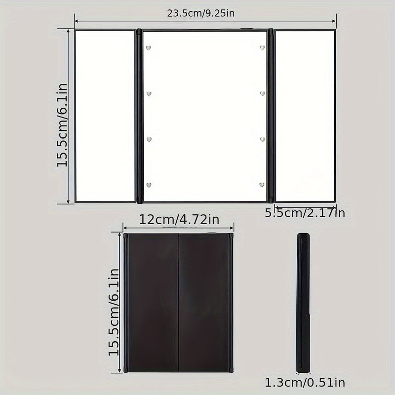 Skorter | Tri-Fold LED Makeup Mirror – Portable Folding Trifold Mirror with Lighting