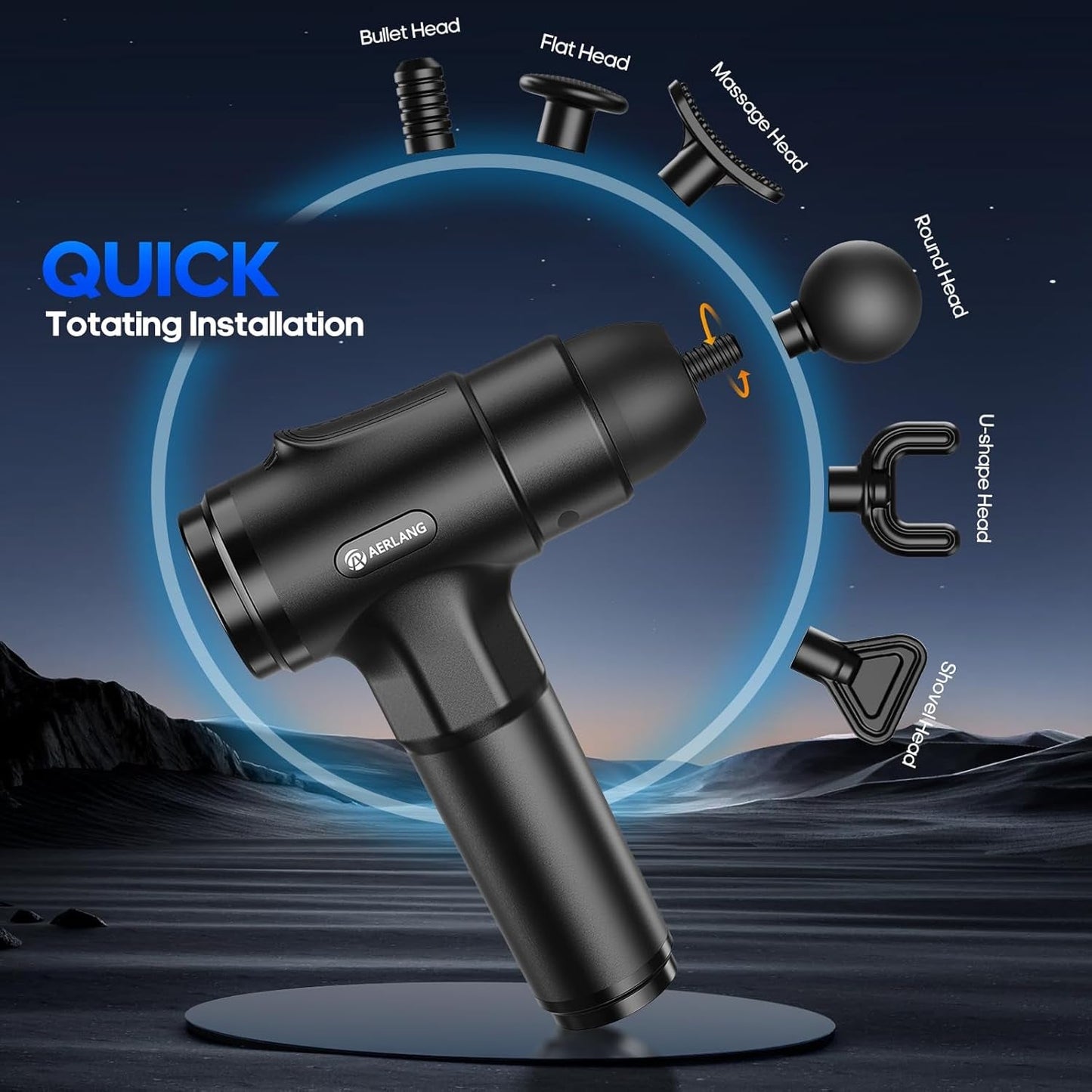 Skorter | Electric deep tissue percussion massager with 6 massage heads and 20 speeds