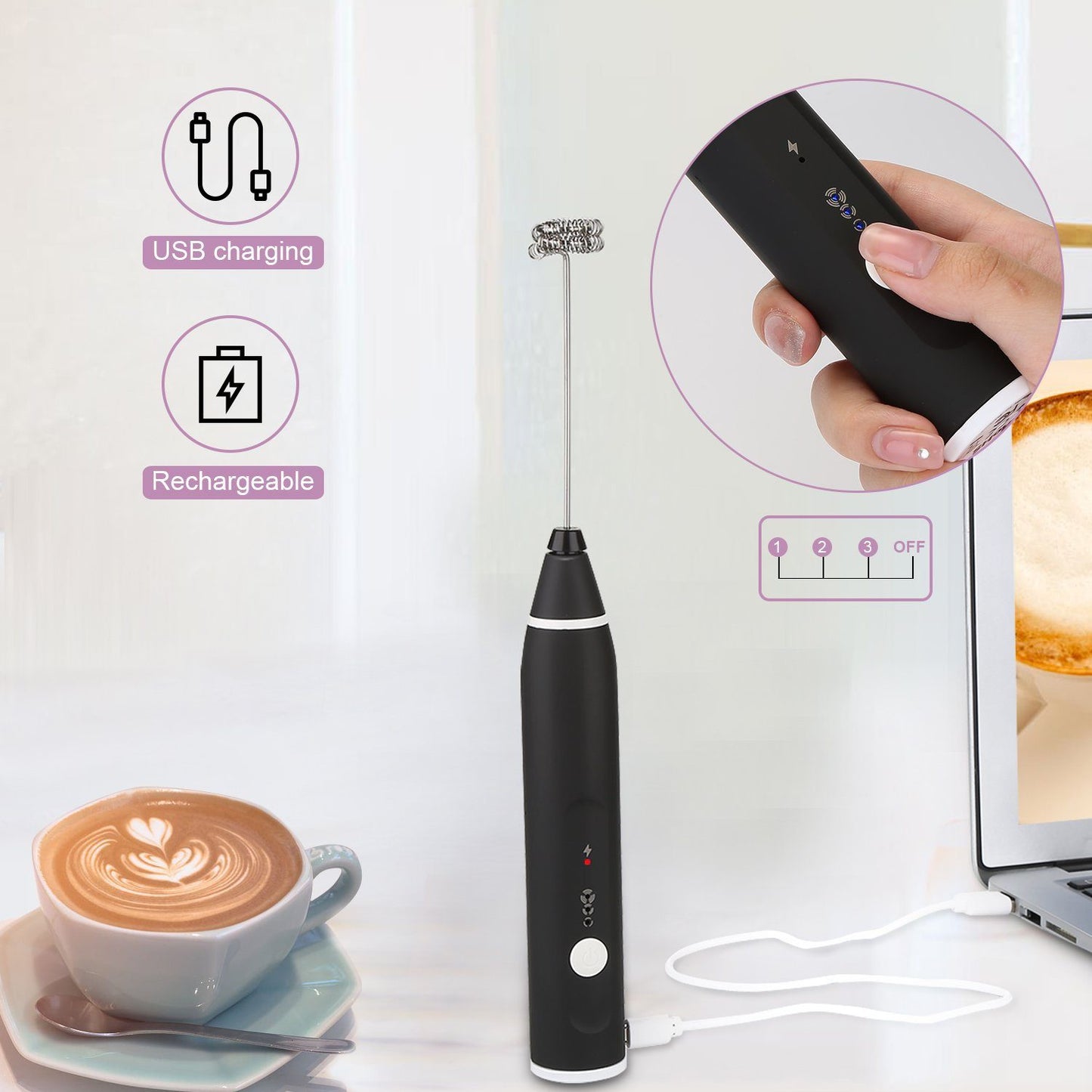 Skorter | 19-Pack: USB Electric Milk Coffee Frother Pitcher Set