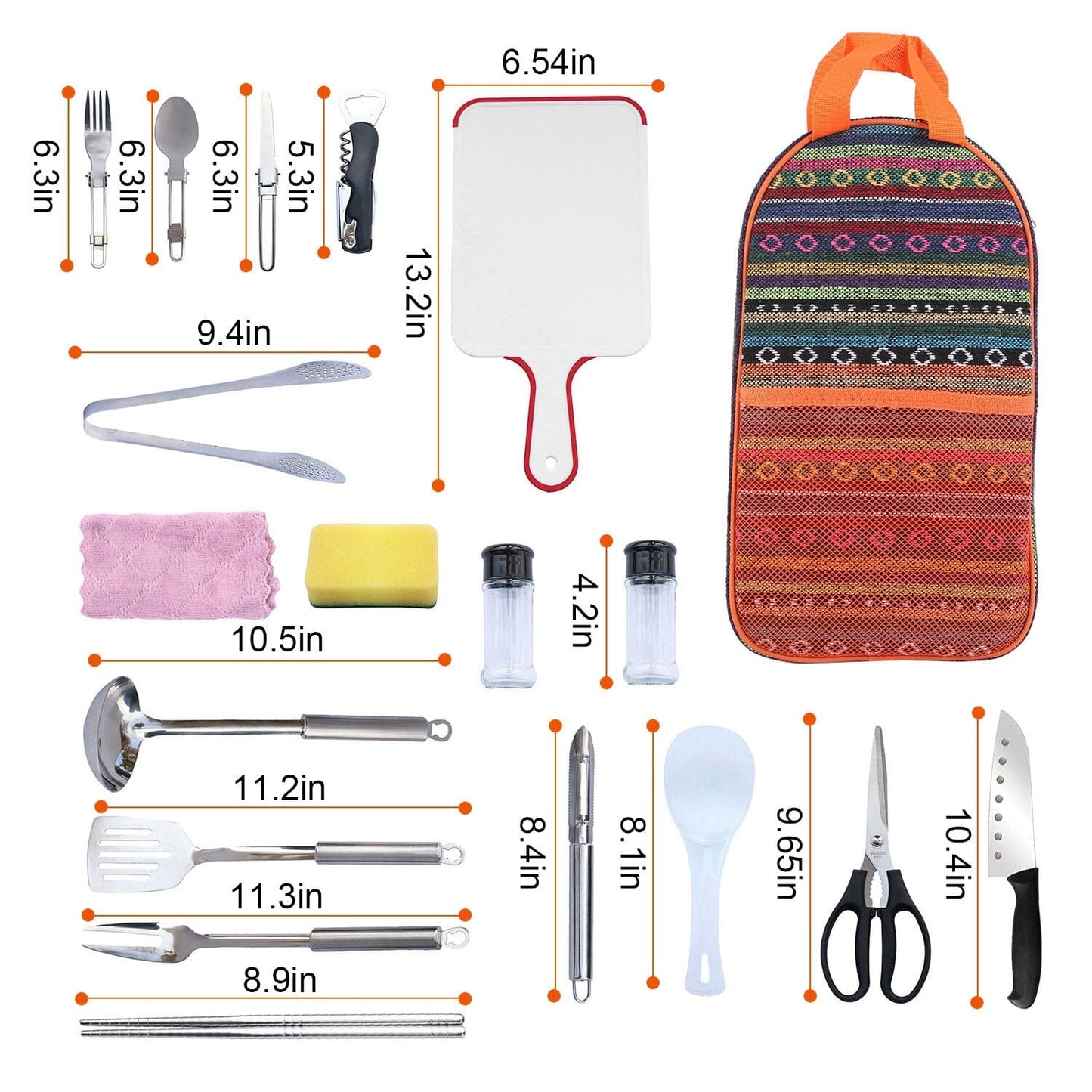 Skorter | 19-Piece: Camping Kitchen Utensil Set Portable Picnic Kitchen Equipment