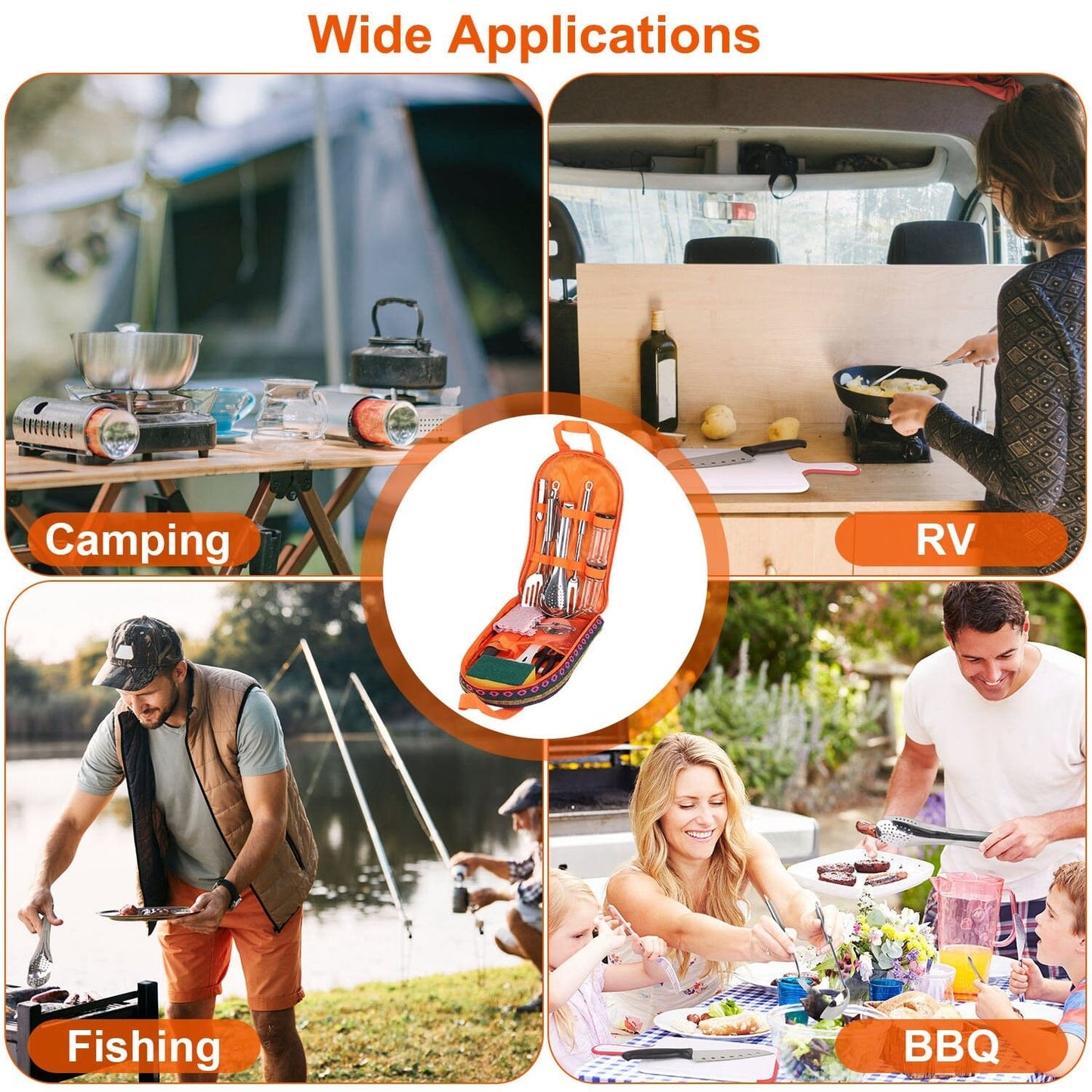 Skorter | 19-Piece: Camping Kitchen Utensil Set Portable Picnic Kitchen Equipment