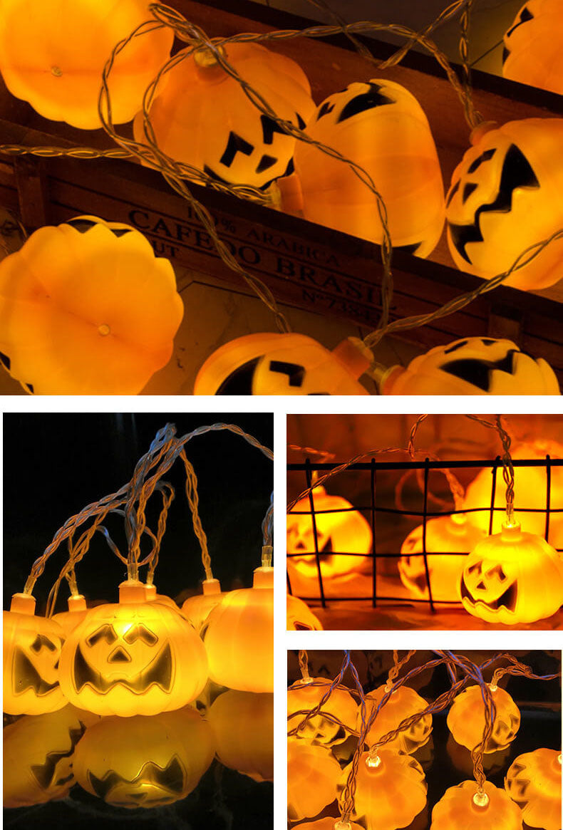 Skorter | Halloween Pumpkin Festive Lamp Artificial 10/20 Lights Plastic Battery USB LED String Lights
