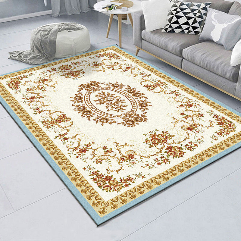 Skorter | American controlled pattern carpet with striped multicolor polyester machine washable non-slip area rug for bedroom