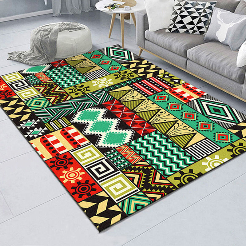 Skorter | American controlled pattern carpet with striped multicolor polyester machine washable non-slip area rug for bedroom