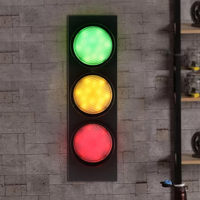 Skorter | TrafficLight - Modern Traffic Light Shaped Wall Lamp with 3 Lanterns in Black for Hallway