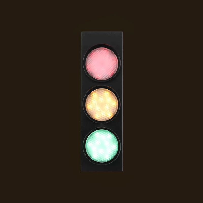 Skorter | TrafficLight - Modern Traffic Light Shaped Wall Lamp with 3 Lanterns in Black for Hallway
