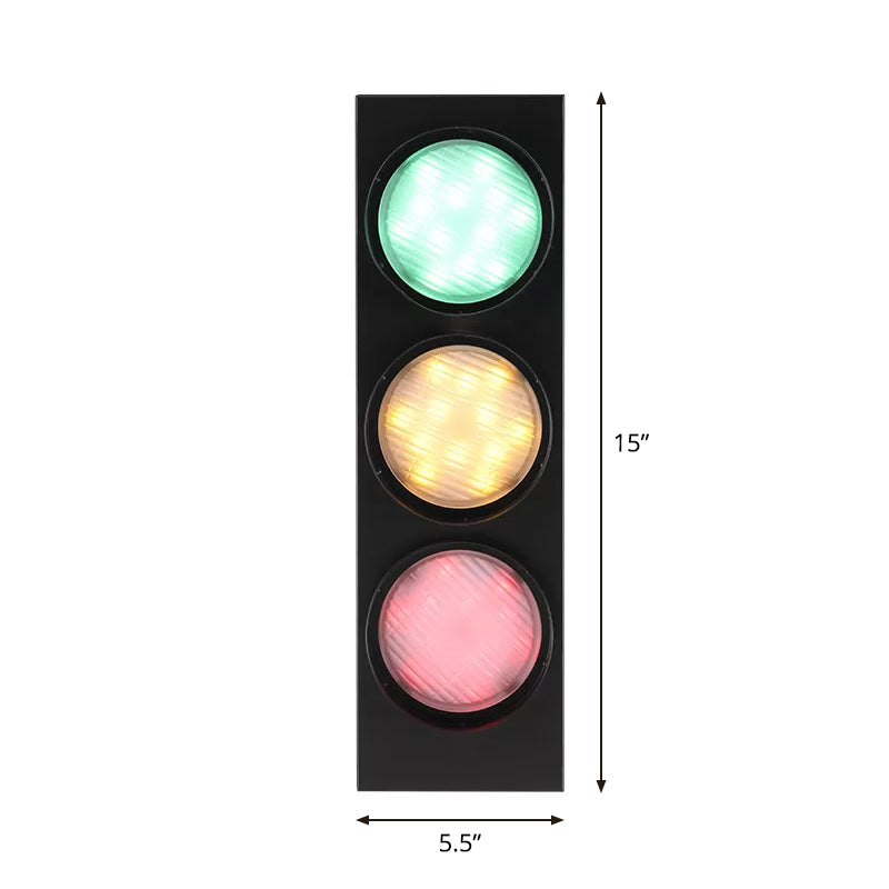 Skorter | TrafficLight - Modern Traffic Light Shaped Wall Lamp with 3 Lanterns in Black for Hallway