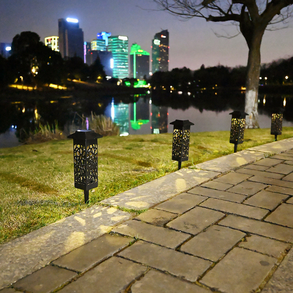 Skorter | Outdoor Solar Hollow Square Column LED Patio Lawn Ground Stake Light