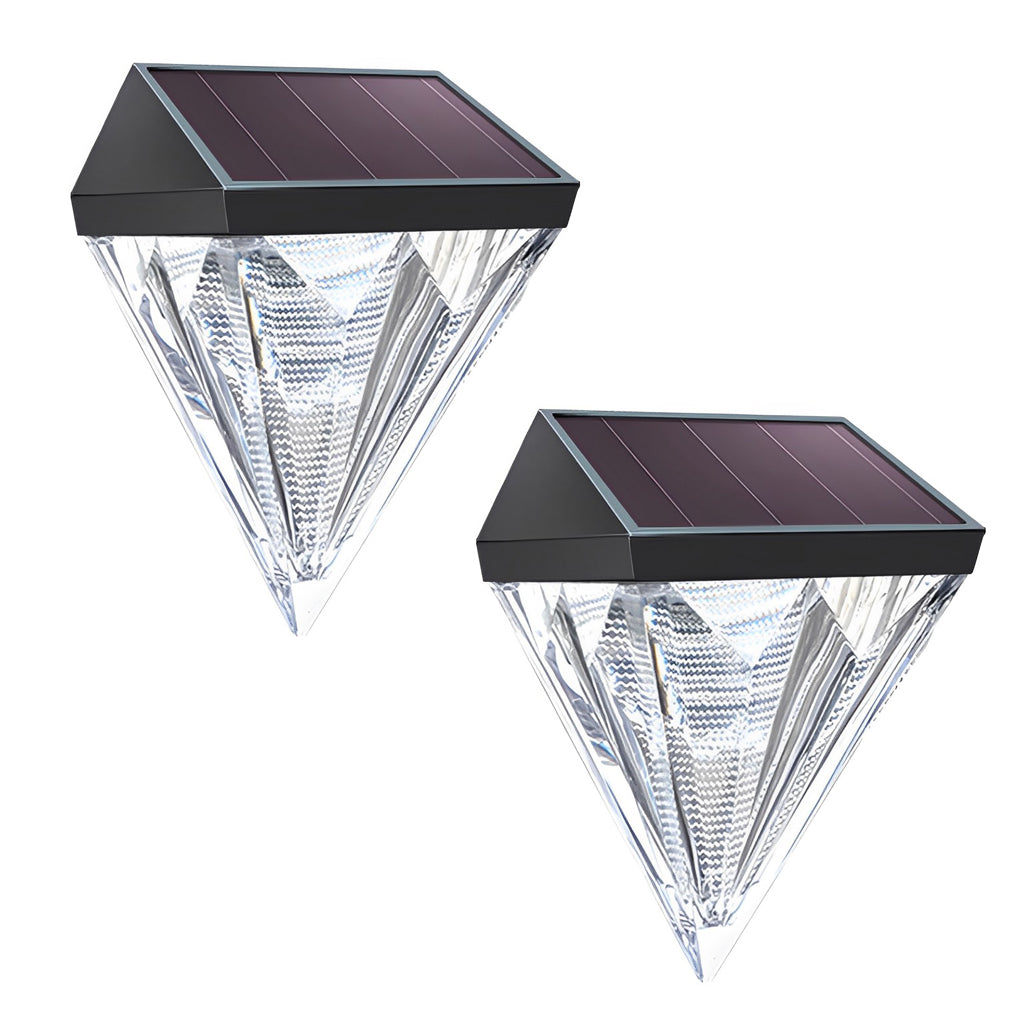Skorter | 2 Pieces Geometric LED Waterproof Black Solar Wall Lamp