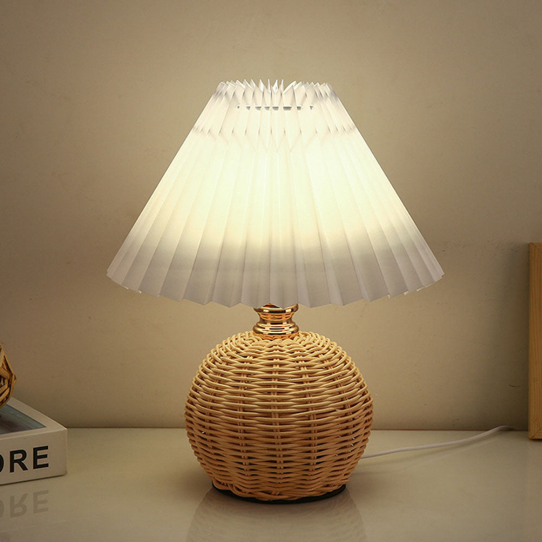 Skorter | Modern Table Lamp with White Pleated Shade